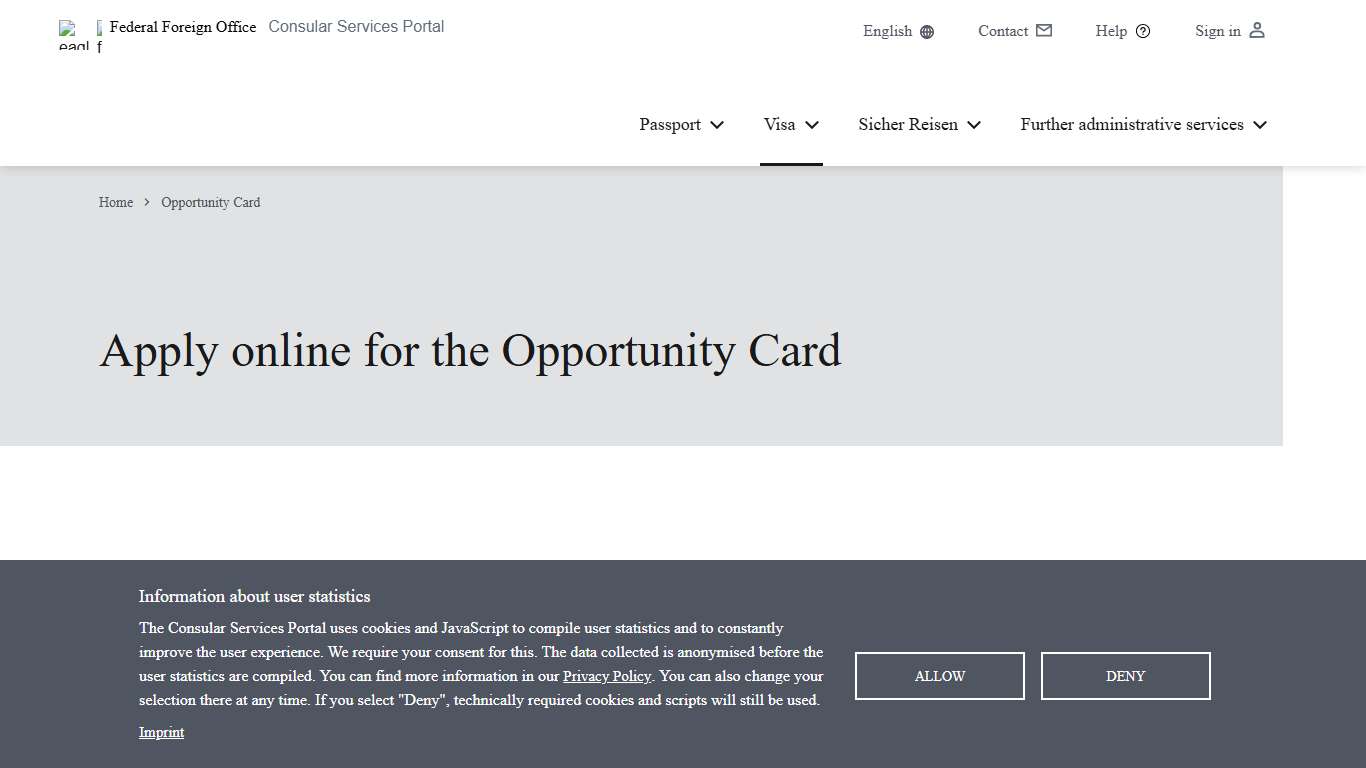 Consular Services Portal Opportunity Card