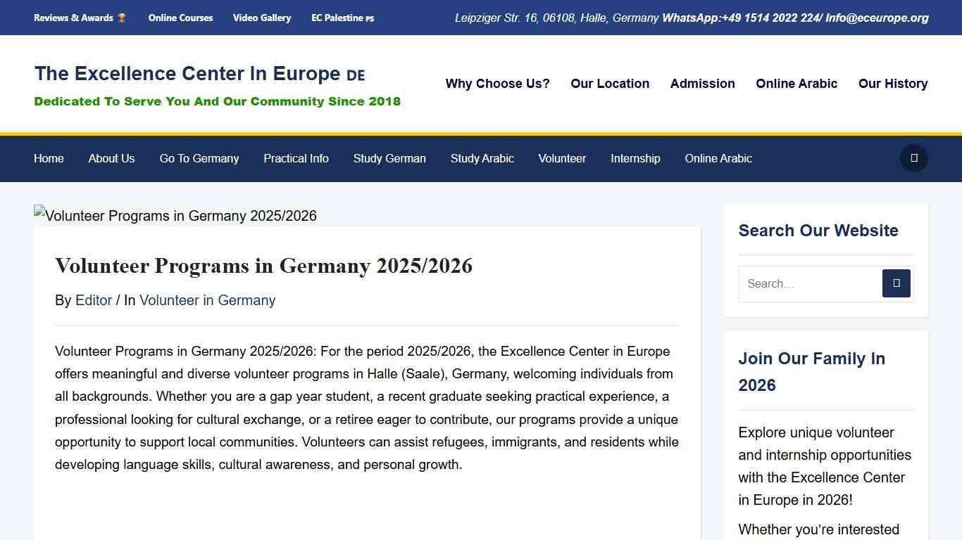 Volunteer Programs in Germany 2025/2026